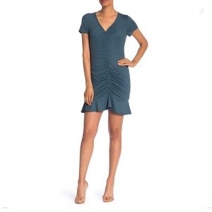 Short Sleeved Ruched Jersey Dress:  sea blue